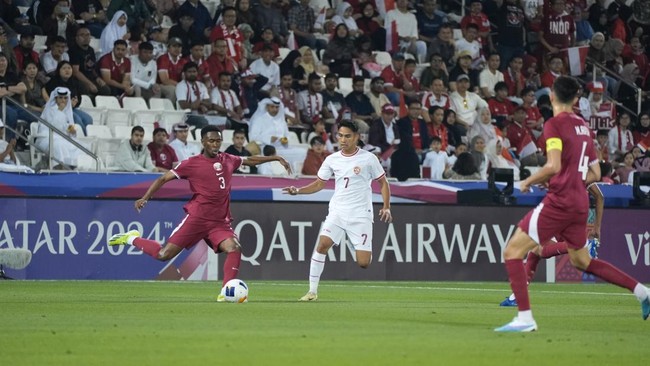 Timnas Indonesia U-23 mendapat hukuman penalti dan dua pemain harus menerima kartu merah saat melawan Qatar di fase grup Piala Asia U-23 2024. (Dok. PSSI)